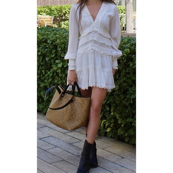 ALLSAINTS Zora Long Sleeve Minidress in Chalk White Size US 0 - Picture 1 of 14